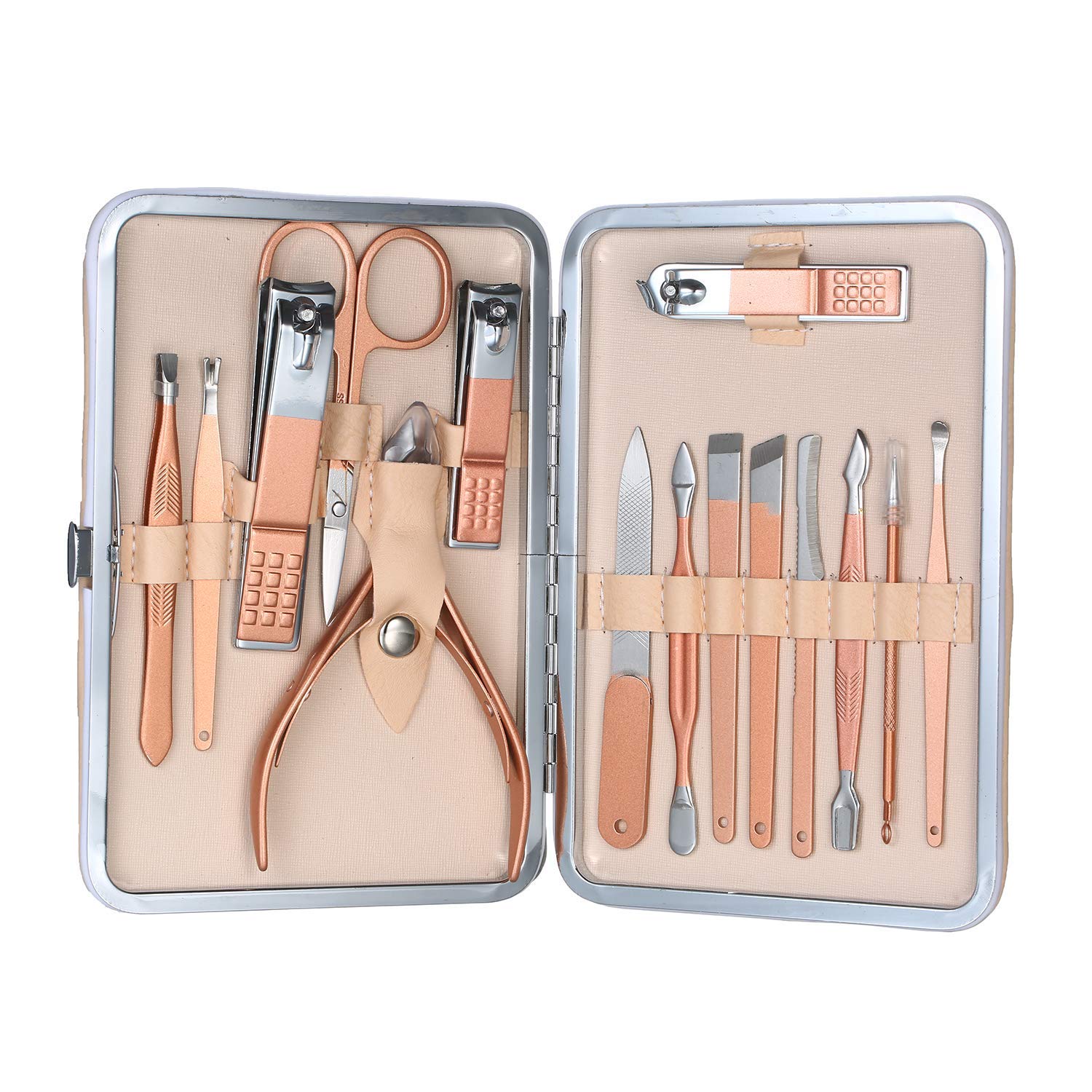Ubersweet® Premium 15-Piece Stainless Steel Manicure & Pedicure Kit with Leather Travel Case - Professional Nail Care Tools for Home, Salon & Travel Grooming Essentials
