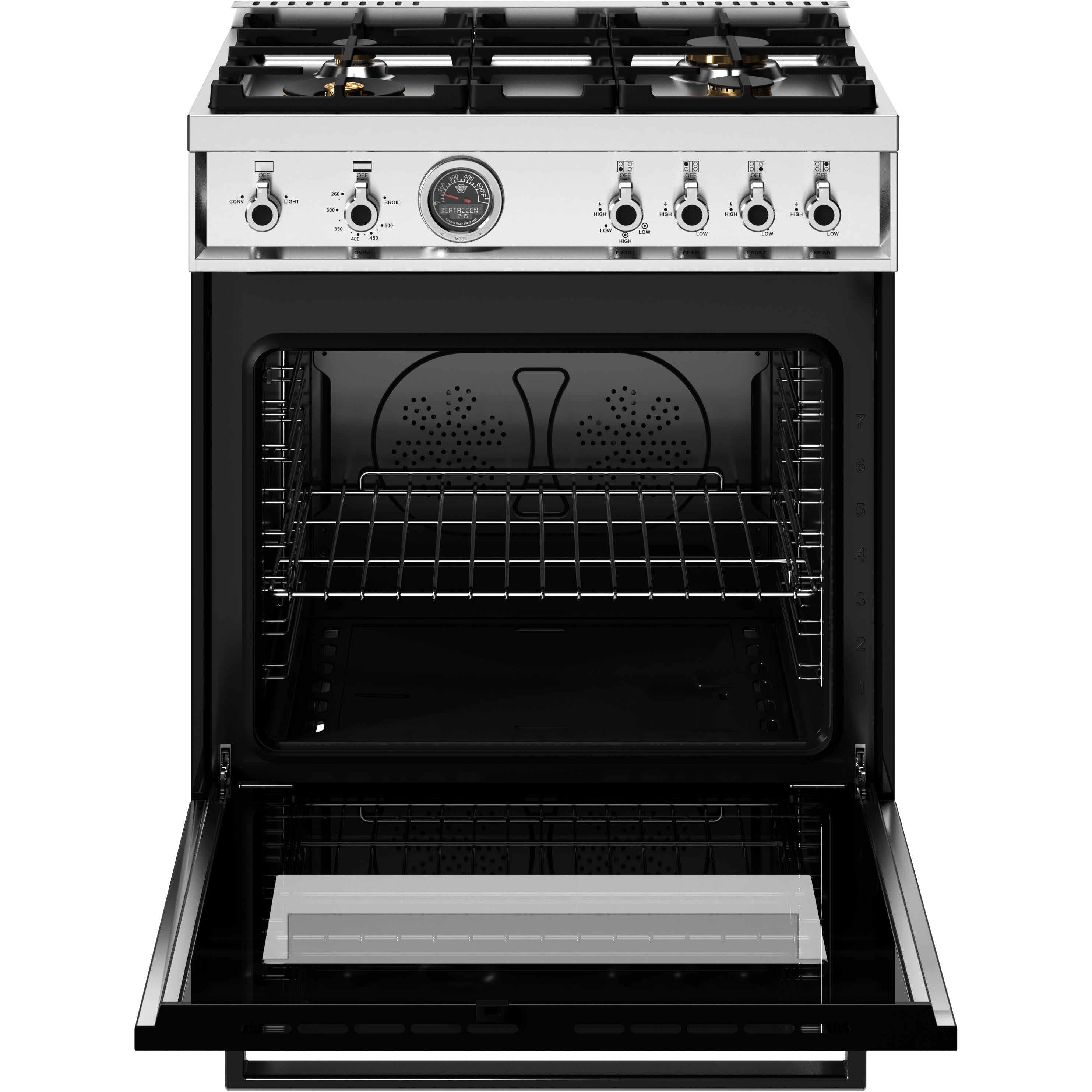 Bertazzoni PRO304BFGMNET 30-Inch Freestanding Gas Range - Professional Style with 4 Burners & Convection Oven for Home Chefs & Gourmet Cooking
