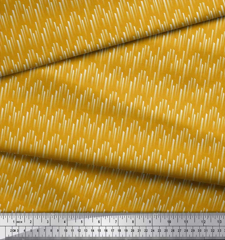 Soimoi Moss Georgette Brown Fabric by The Yard - 42 Inch Wide Diagonal Line Small Pattern Printed Fabric for Dresses, Blouses & Home Decor | Modern Chic Textile Material