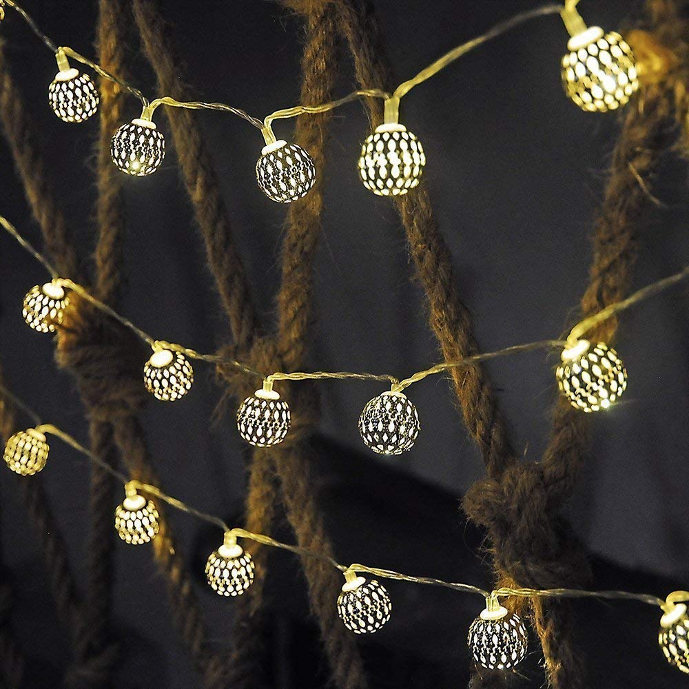 Rose Gold Geometric LED Fairy Lights - 20 LEDs, Battery Powered for Bedroom & Wedding Decor