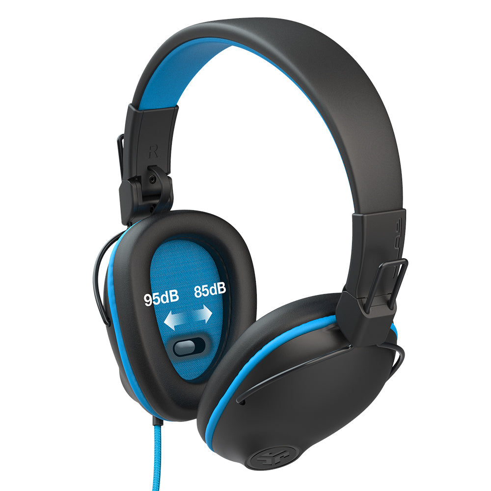 JBuddies Pro Wired Over-Ear Headphones for Kids - Volume Limited Safe Listening (Blue) - Perfect for School, Travel & Online Learning