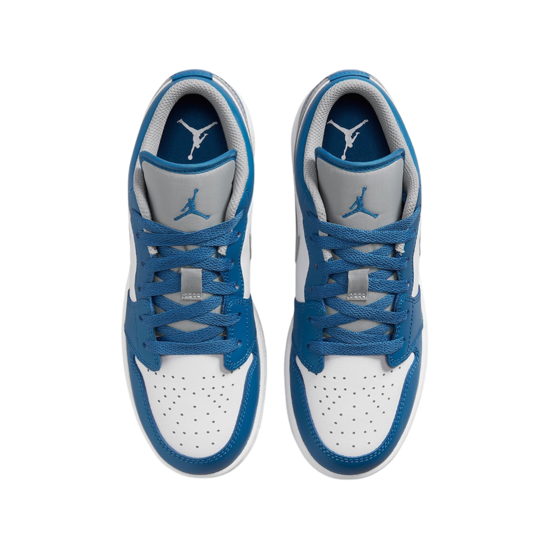 Air Jordan 1 Low GS Sneakers - True Blue, Cement Grey & White Colorway - Perfect for School, Sports & Casual Wear