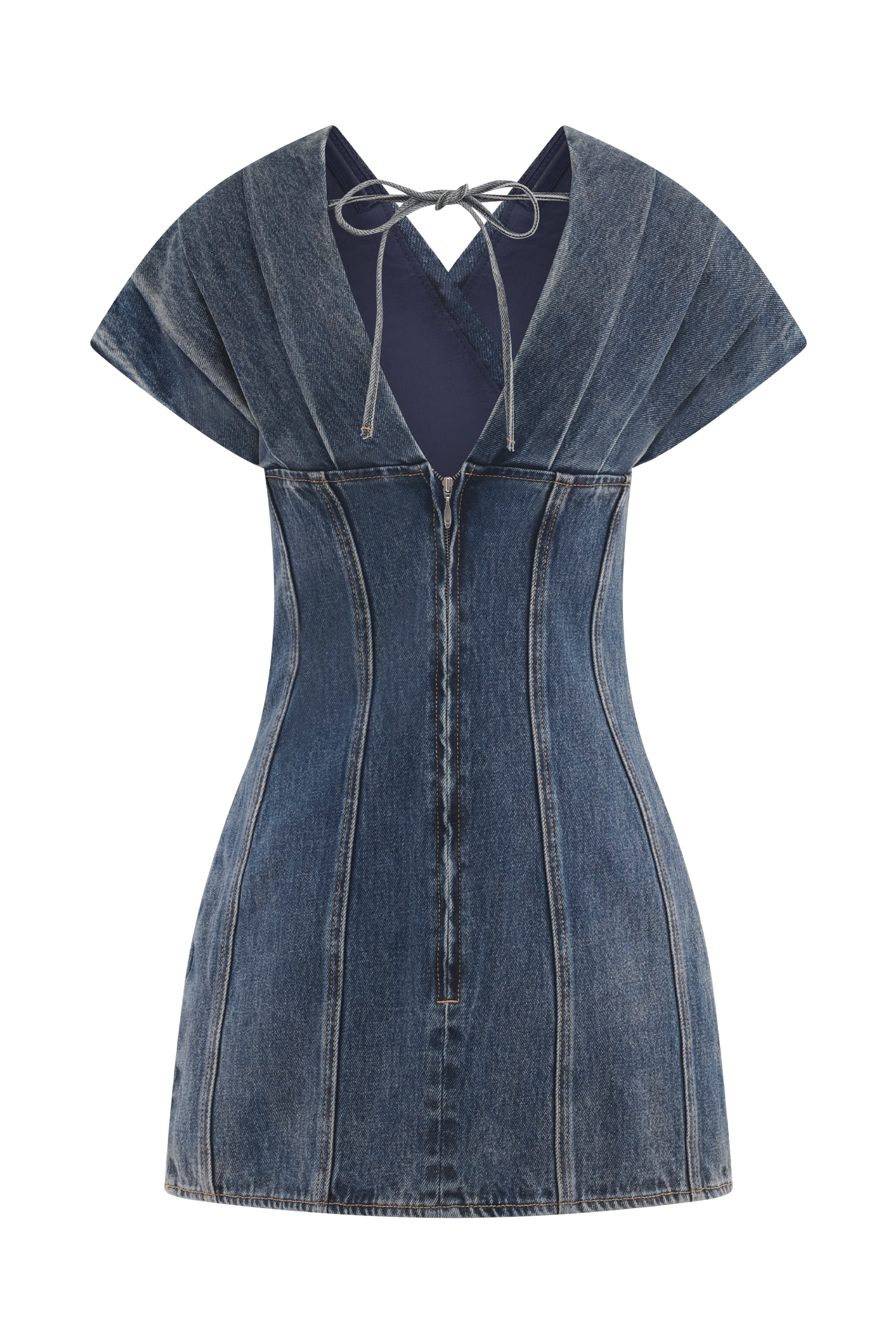 Pascale Off Shoulder Denim Mini Dress for Women - Washed Dark Blue Stretch Denim - Perfect for Summer Outfits, Beach Vacations & Date Nights