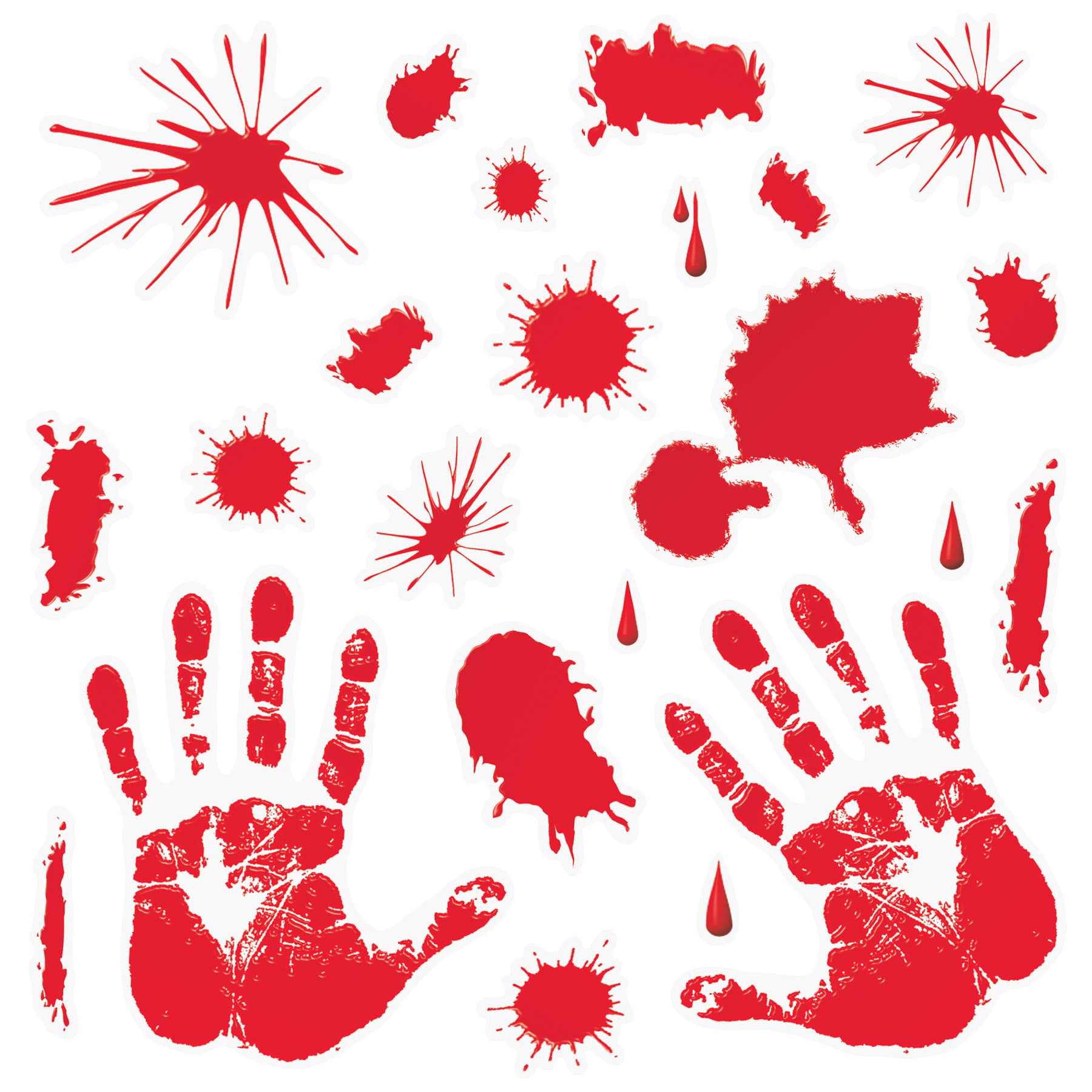 Beistle Bloody Handprint Window Clings - Halloween Decoration for Windows, Doors & Walls - Scary Red Hand Prints for Spooky Party Decor