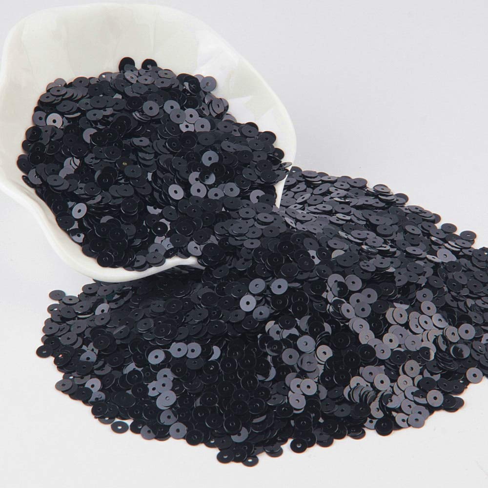 30g/Lot 6mm Cup Black Sequins for Sewing - DIY Craft Sequins for Dresses, Tablecloths, Backdrops, Curtains & Table Runners - Perfect for Women's Fashion, Home Decor & Party Decorations