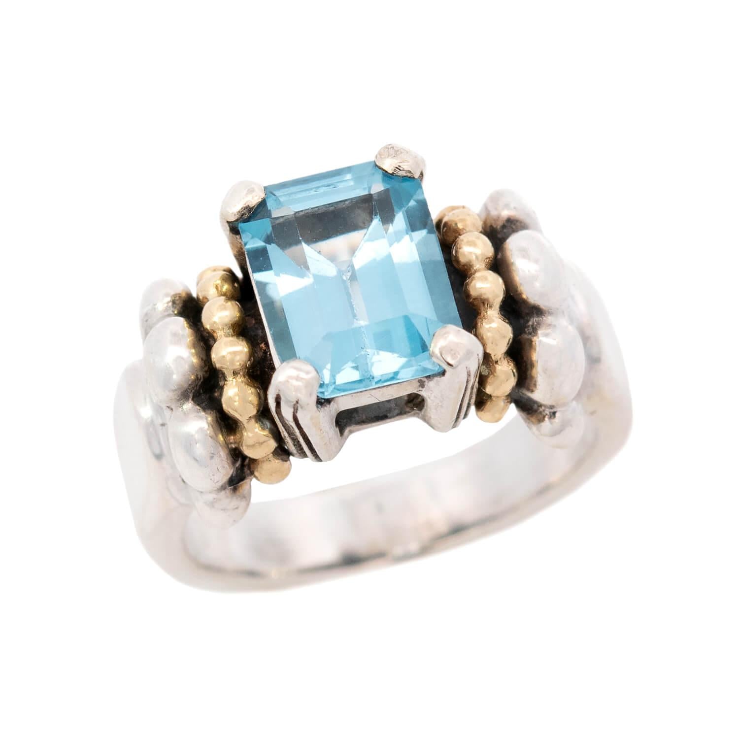 18k Sterling Silver Blue Topaz Ring for Women – Elegant Lagos Estate Jewelry for Engagement, Wedding & Special Occasions