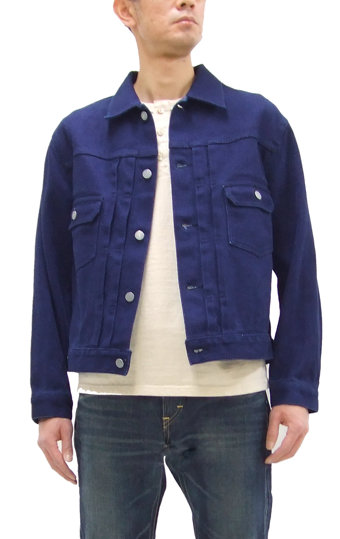 Kojima Genes Sashiko Jacket RNB5049 - Men's Type 2 Japanese Indigo Denim Jacket with Traditional Sashiko Stitching | Perfect for Casual Wear, Street Style & Vintage Fashion Enthusiasts