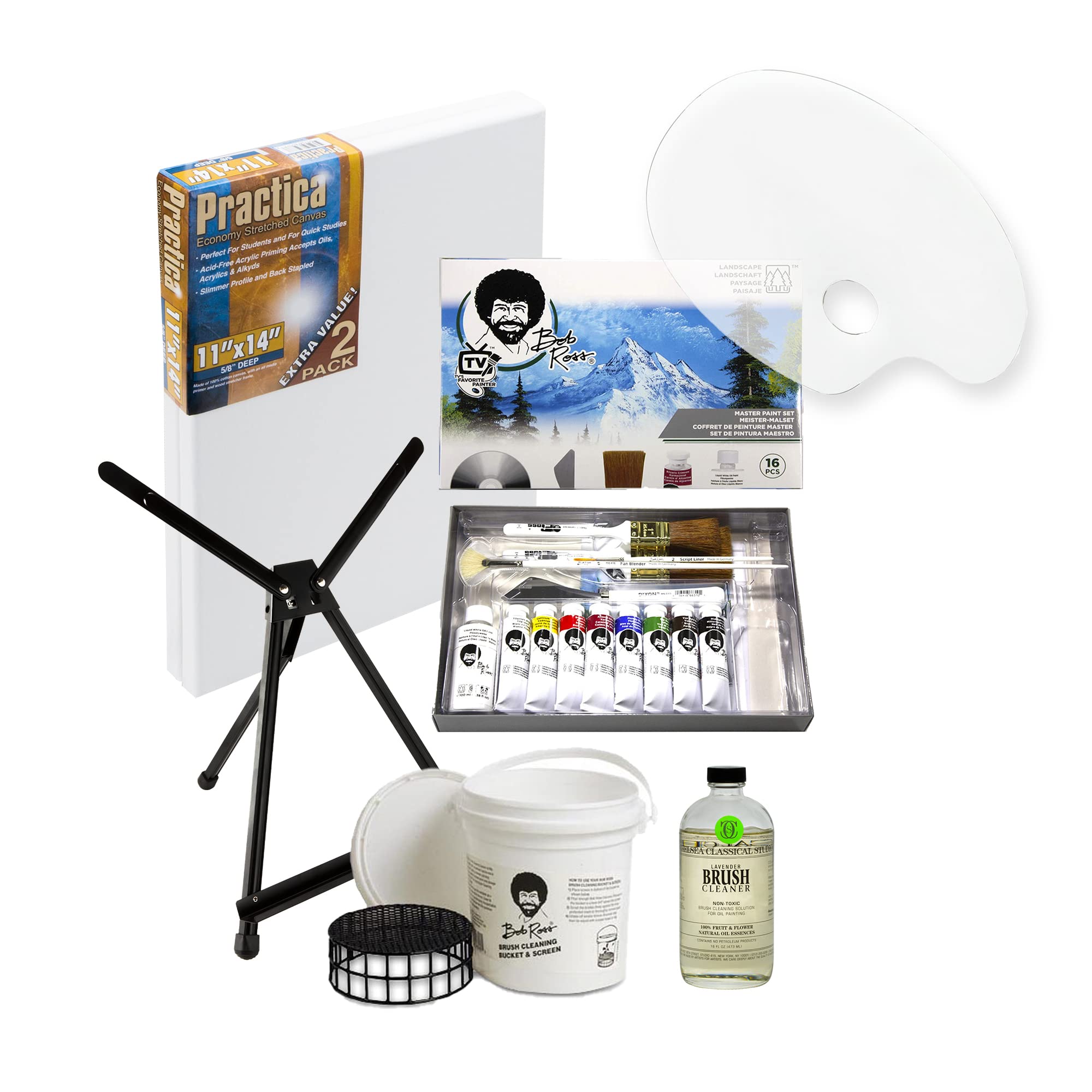 Bob Ross Oil Painting Set with Easel & Brushes - Art Supplies for Beginners