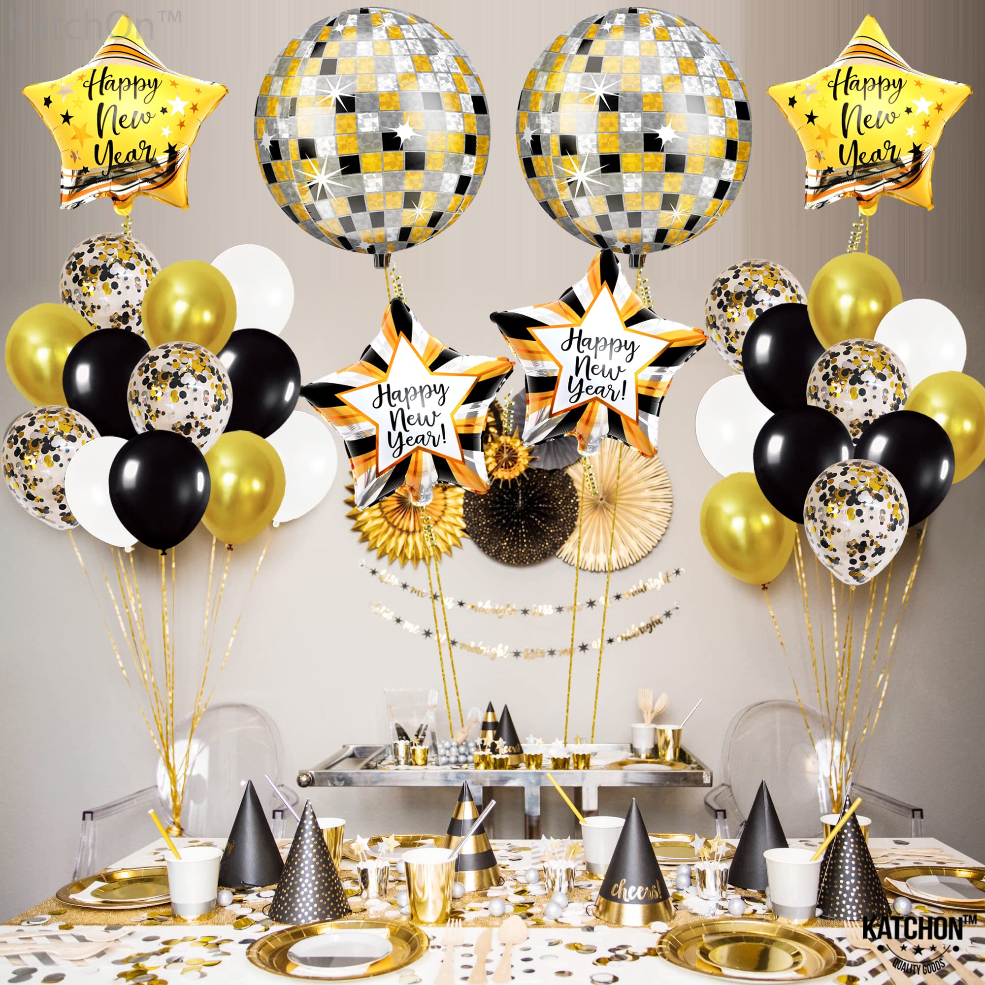 KatchOn 2025 New Year Balloons Set - 38-Piece Party Decorations for New Year's Eve Celebration | Happy New Year Decor, NYE Balloons for Home & Party Supplies | Perfect for Countdown, Photo Backdrops & Festive Decorations