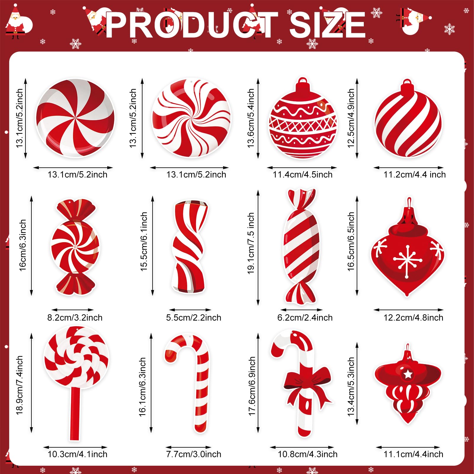 24 Pcs Red and White Christmas Candy Cane Hanging Decorations - Peppermint Swirl Lollipop Ornaments for Ceiling, Streamers for Candy Land Theme, Winter Holiday & Xmas Party Decor - Perfect for Home, Office, and Classroom Christmas Decorations
