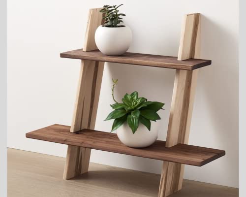 3-Tier Walnut Wood Plant Stand Display Shelf - Rustic Bookshelf for Indoor Plants, Home Decor & Office Use - Perfect for Living Room, Bedroom, or Balcony