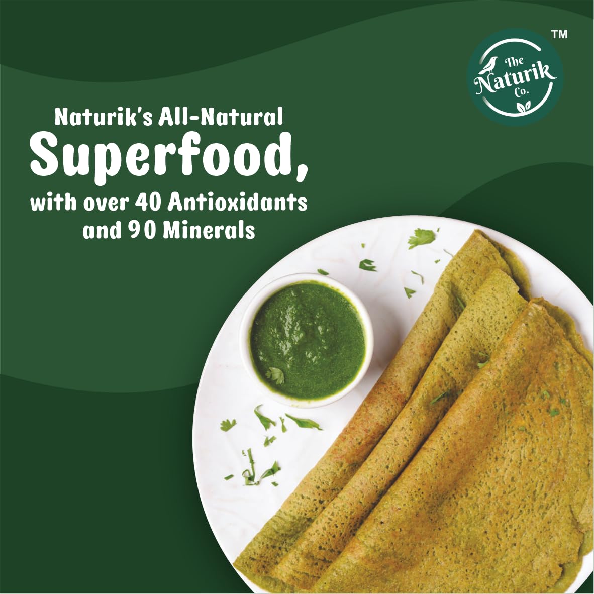 The Naturik Co Spinach Moringa Cheela Mix 250g - Ready to Cook Instant Chilla & Dosa Mix | Healthy Breakfast & Snack for Kids & Adults | Gluten-Free Vegan Indian Pancake Mix | Perfect for Quick Meals, Office Lunch & Family Dinners | As Seen On Shark Tank