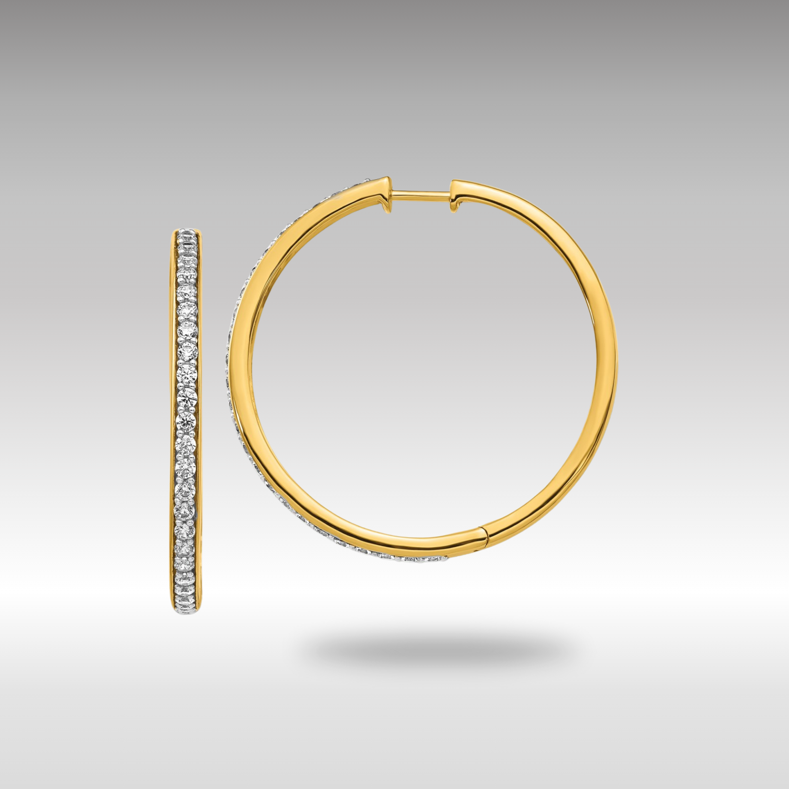 14K Gold Diamond Hinged Hoop Earrings - EM4268 125 YA | Elegant Dangle Earrings for Women | Perfect for Weddings, Parties & Everyday Wear