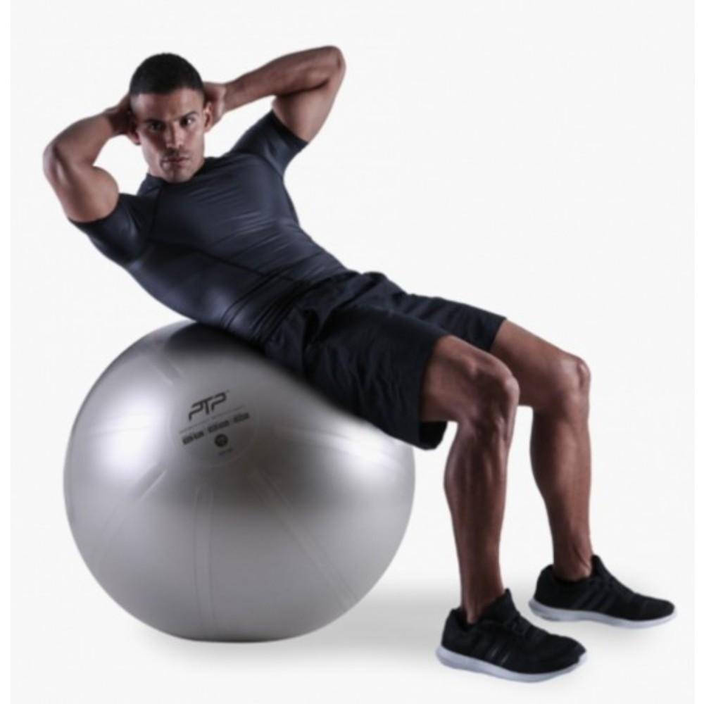 PTP Coreball 75 CM | Steel Grey Exercise Ball for Home Gym, Yoga, Pilates & Fitness Training - Durable Anti-Burst Stability Ball for Workouts and Physical Therapy