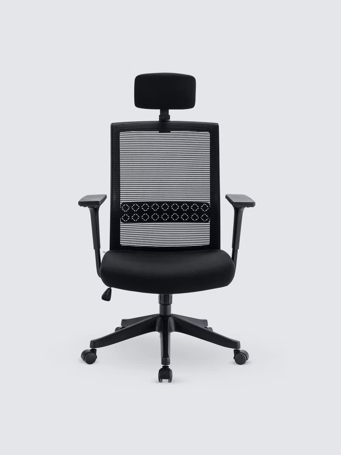 QWORK Ergonomic High Back Office Chair with Adjustable Armrests, Lumbar Support & Headrest - Black - Perfect for Home Office, Gaming & Workspace Comfort