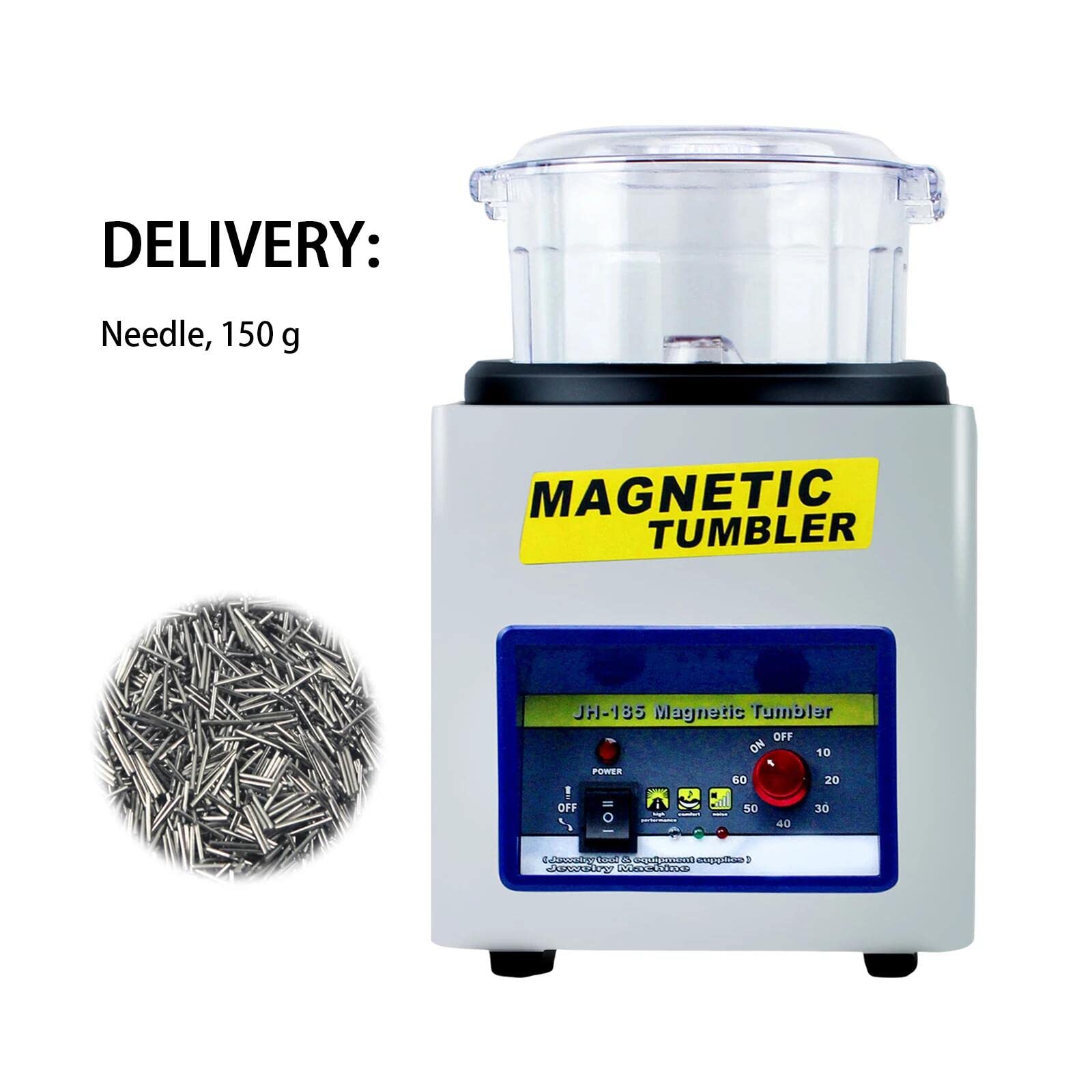 180mm 2000 RPM Magnetic Jewelry Tumbler Polisher & Finisher - Adjustable Direction & Timer for DIY Jewelry Making, Metal Polishing, Watch & Coin Cleaning - KT/JH-185