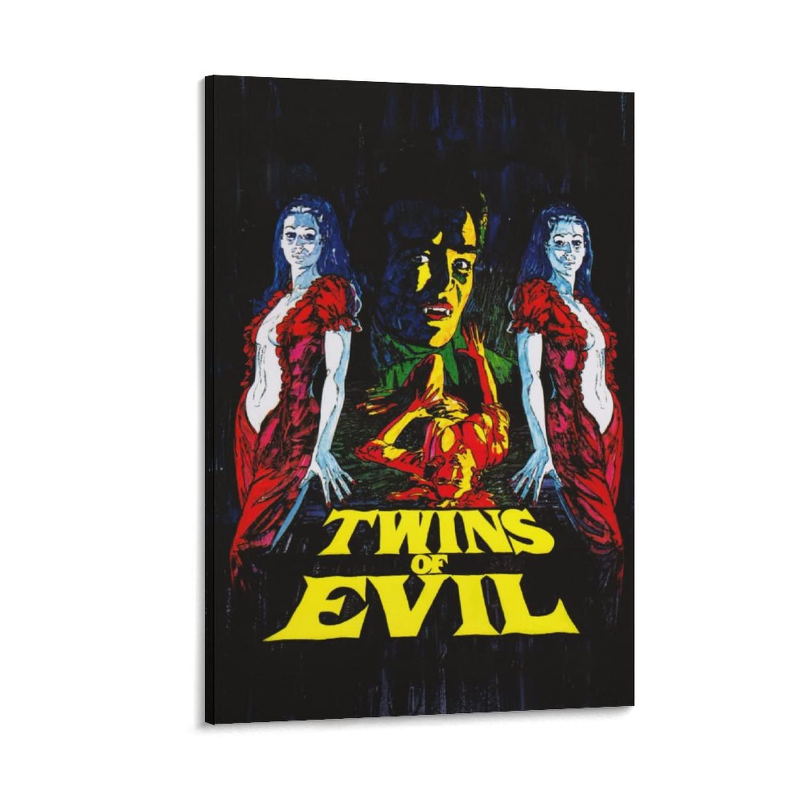 Twins of Evil 1972 Vintage Horror Movie Poster - Halloween Wall Art Decor, Gothic Canvas Painting for Living Room, Bedroom & Home Theater (16x24 inches, 40x60cm) - Perfect for Halloween Parties, Horror Film Collections & Gothic Home Aesthetics