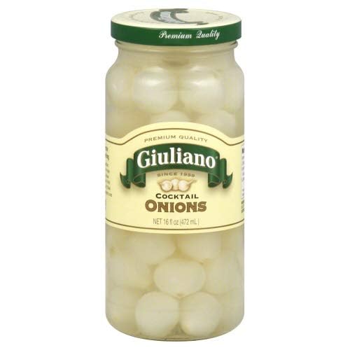 Giuliano Cocktail Onions 16 oz (6 Jars) - Premium Pickled Pearl Onions for Martinis, Bloody Marys & Charcuterie Boards