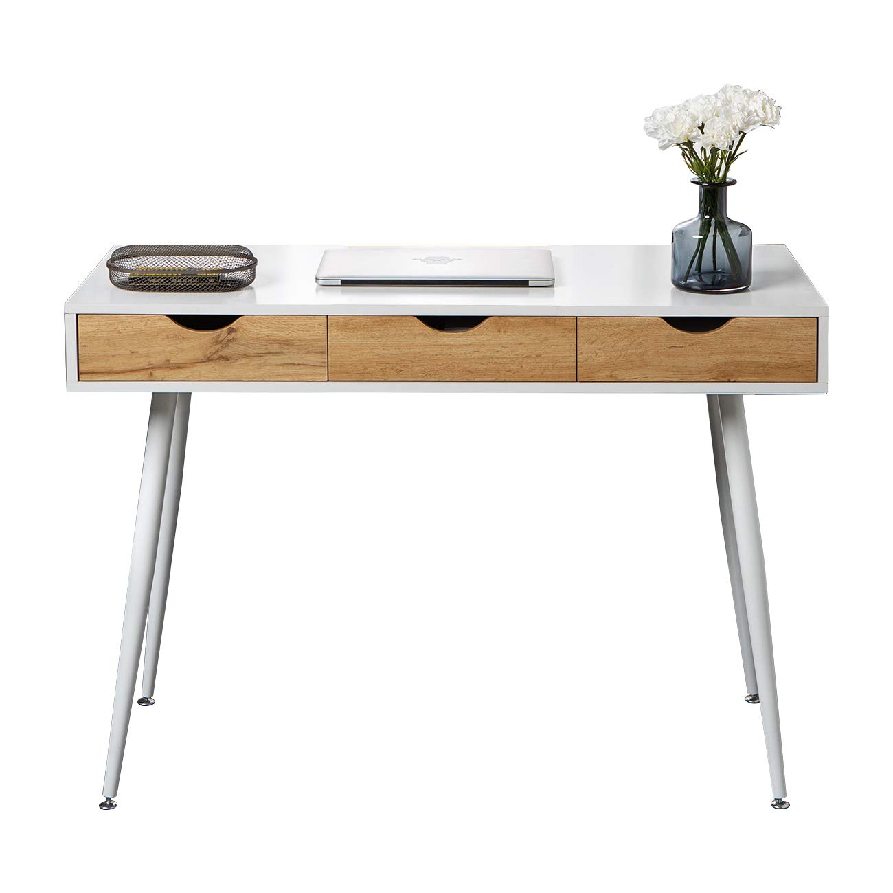 Mid Century Modern Desk with 3 Drawers - 43.3