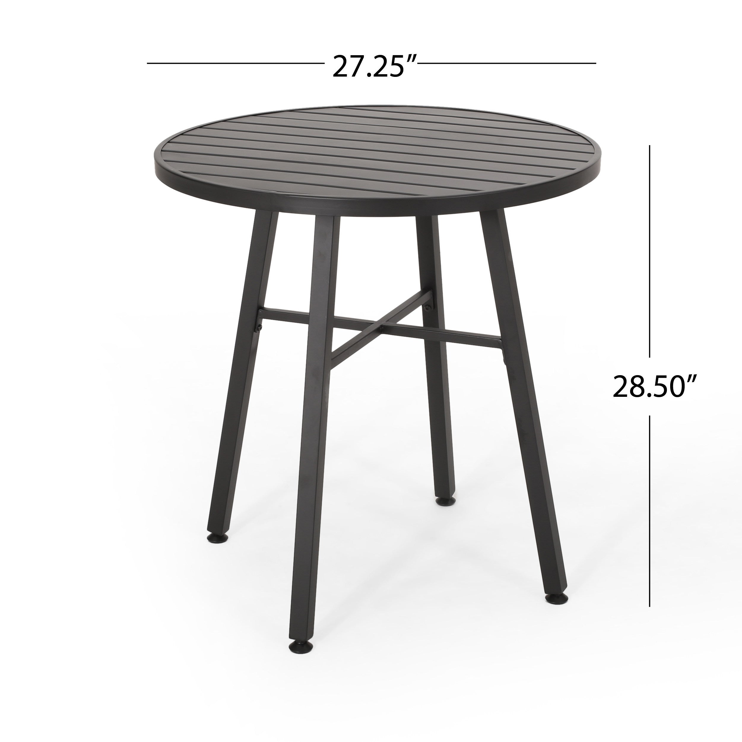 DELMAR 3-Piece Outdoor Metal Bistro Set - Patio Dining Table and Chairs for Garden, Balcony & Backyard - Rust-Resistant Steel Cafe Set for Coffee, Tea & Relaxing Outdoors