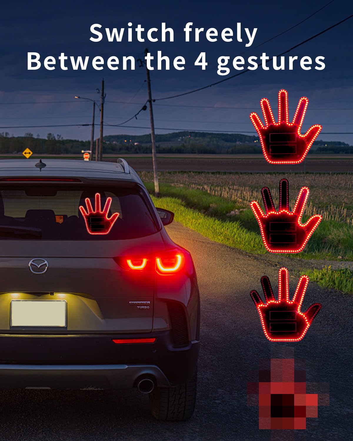 Hand Gesture Light for Car Back Window with Remote - LED Hand Light for Car, Easy Installation & Remote Control, Unique Car Accessories, Cool Gift for Men & Women, Perfect for Night Driving & Car Shows
