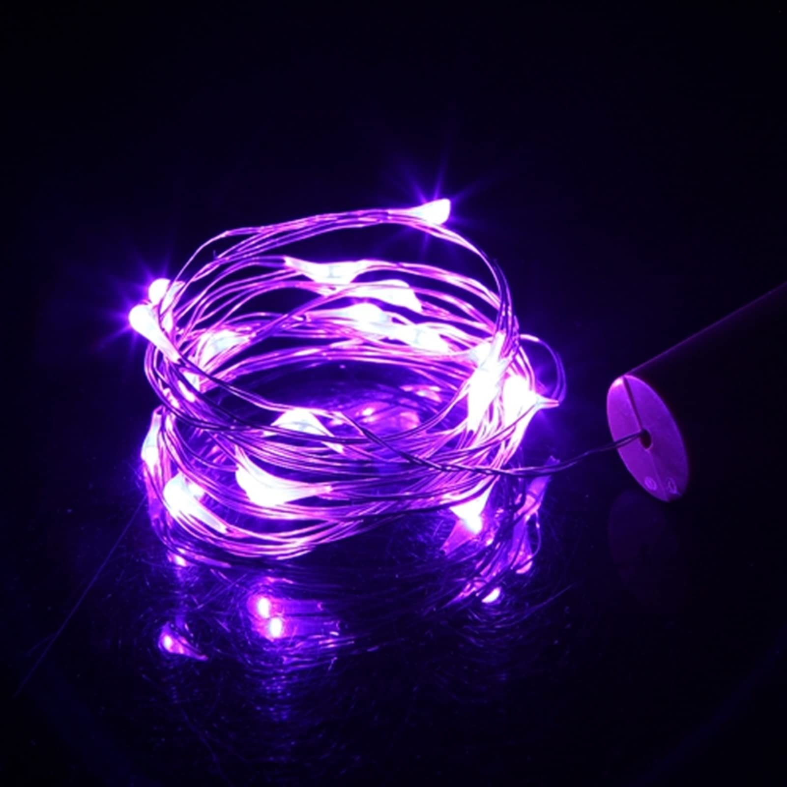 Battery Powered LED Wine Bottle Lights - 1m/2m Decorative String Lights for DIY, Birthday Parties, Weddings & Home Decor (Purple, 20 LEDs) - Perfect for Bars, Restaurants, and Romantic Ambiance