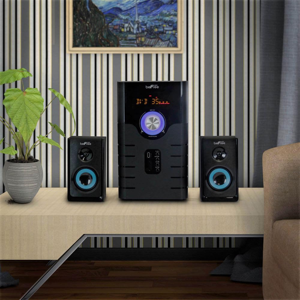 beFree Sound BFS-500 5.1 Channel Wireless Bluetooth Speaker System with Surround Sound - Blue | Home Theater, Gaming & Movie Night Audio Solution