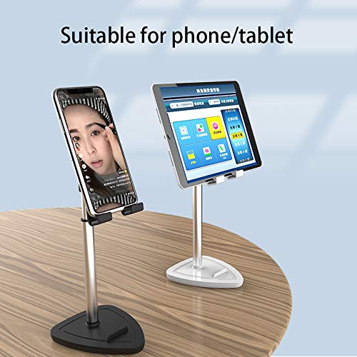 Adjustable Phone Stand for Desk - Universal Smartphone & Tablet Holder with Height & Angle Adjustment - Compatible with iPhone, iPad, Samsung, Android - Perfect for Home Office, Video Calls & Hands-Free Viewing (Black)