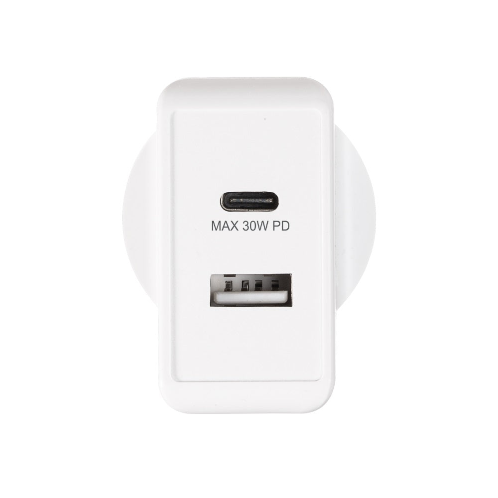3sixT 30W USB C Wall Charger with PD Fast Charging & 2.4A Port - Compact Travel Charger for iPhone, Samsung, iPad, MacBook - Perfect for Home, Office & Travel Use
