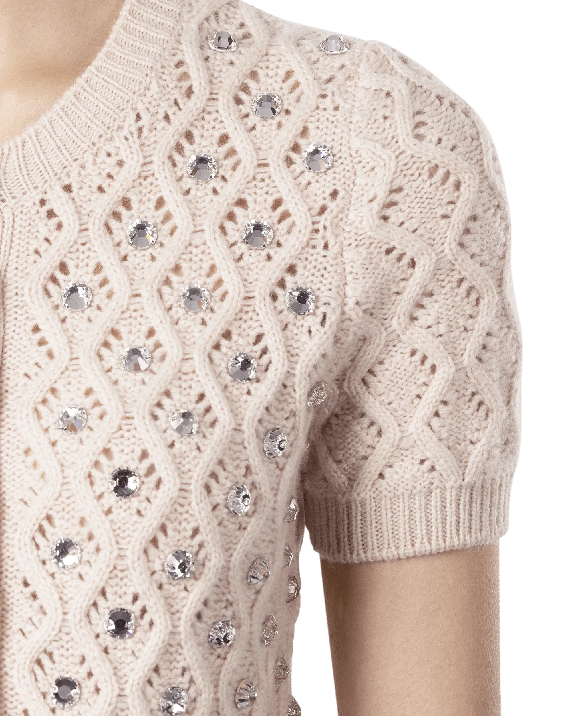 Luxury Embroidered Losanghe Cashmere Cardigan for Women - Soft & Warm Winter Sweater - Perfect for Office, Travel & Casual Wear