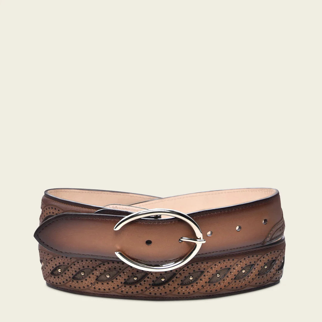CDA31RS Women's Western Cowgirl Leather Belt - Genuine Cowhide, Brown, Adjustable for Jeans & Dresses - Perfect for Rodeo, Country Music Festivals & Everyday Wear