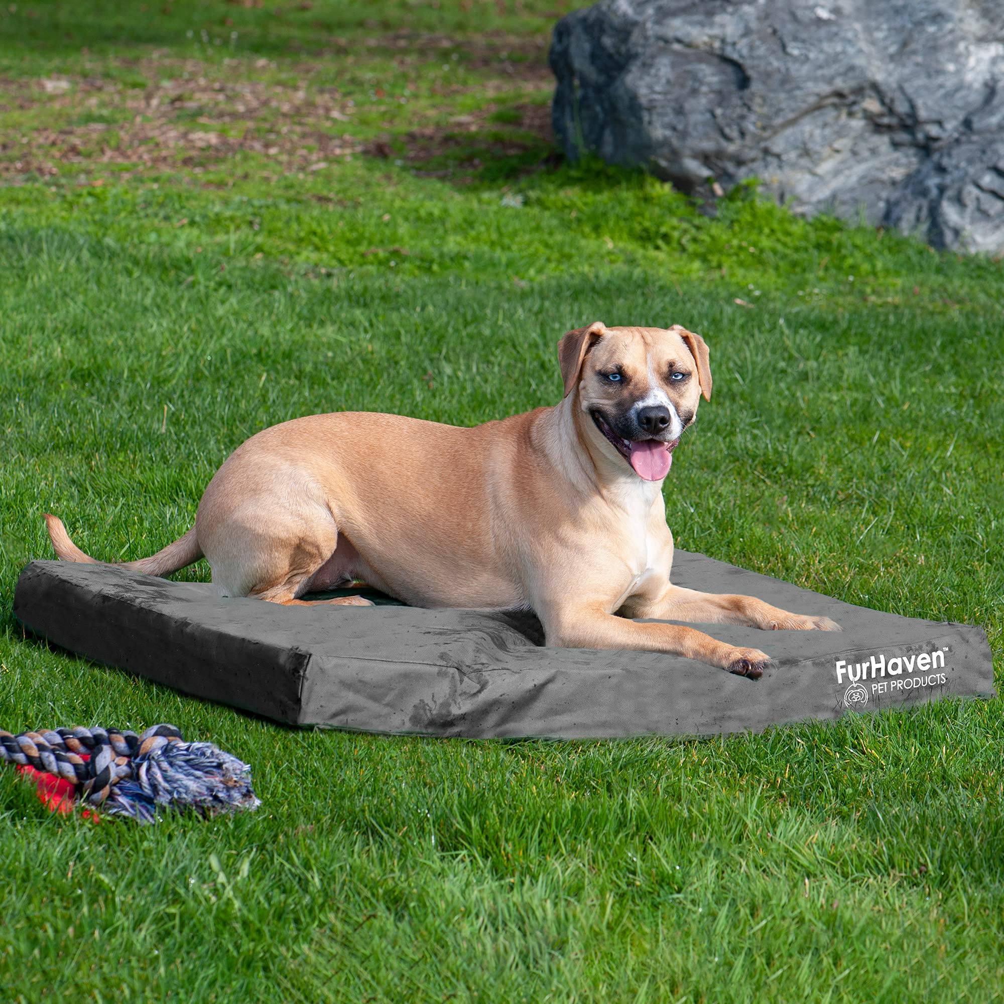 Furhaven Cooling Gel Dog Bed for Large Dogs, Washable Cover - Indoor/Outdoor Use