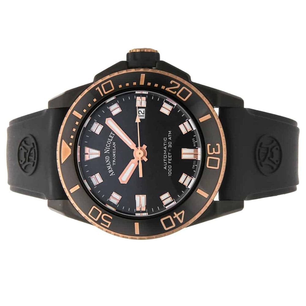 ARMAND NICOLET A480AQS NS GG4710N Men's Luxury Automatic Watch with Black Silicone Strap - Perfect for Business, Formal Events & Everyday Wear