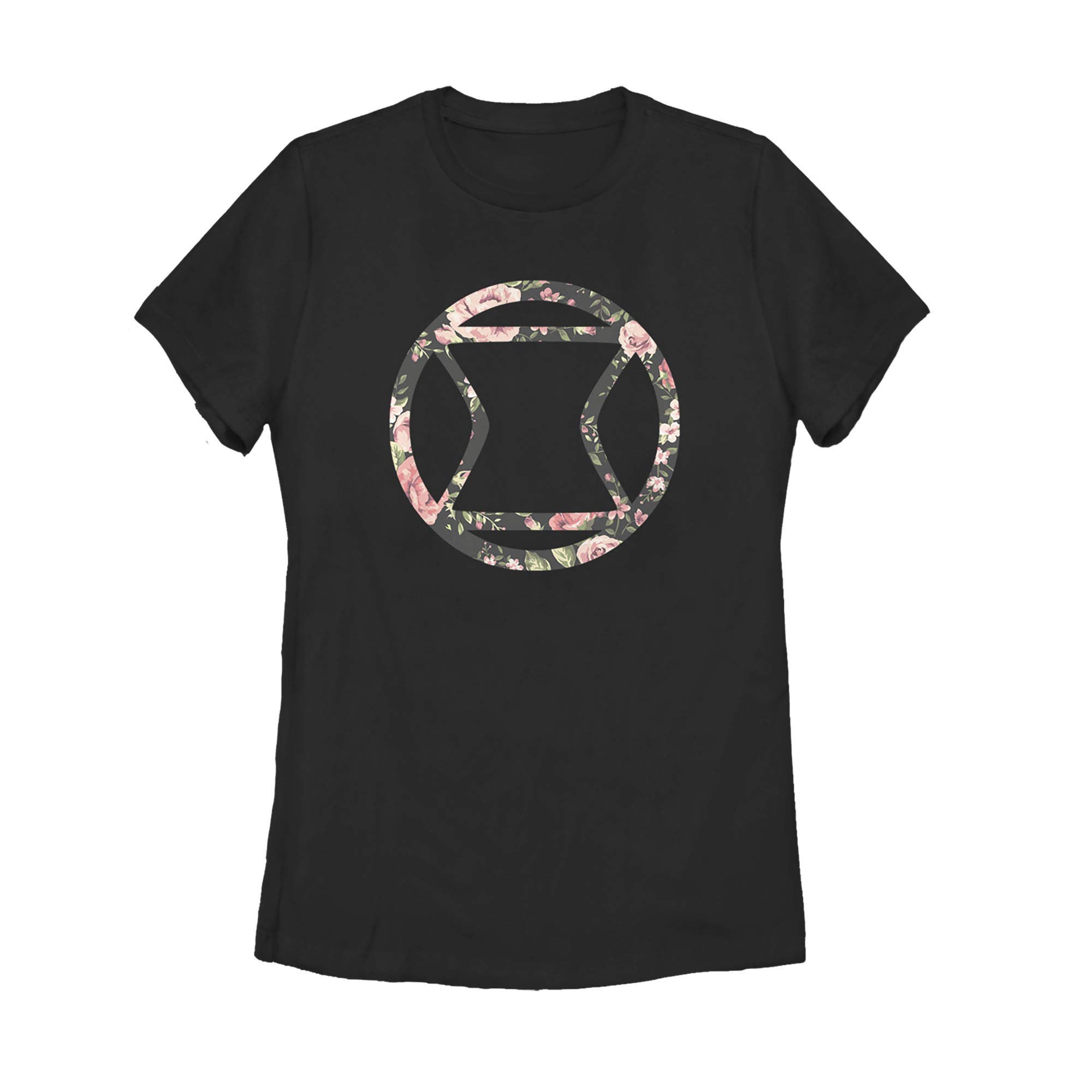 Marvel Black Widow Floral Print Women's T-Shirt - Casual Superhero Graphic Tee for Fans & Cosplay