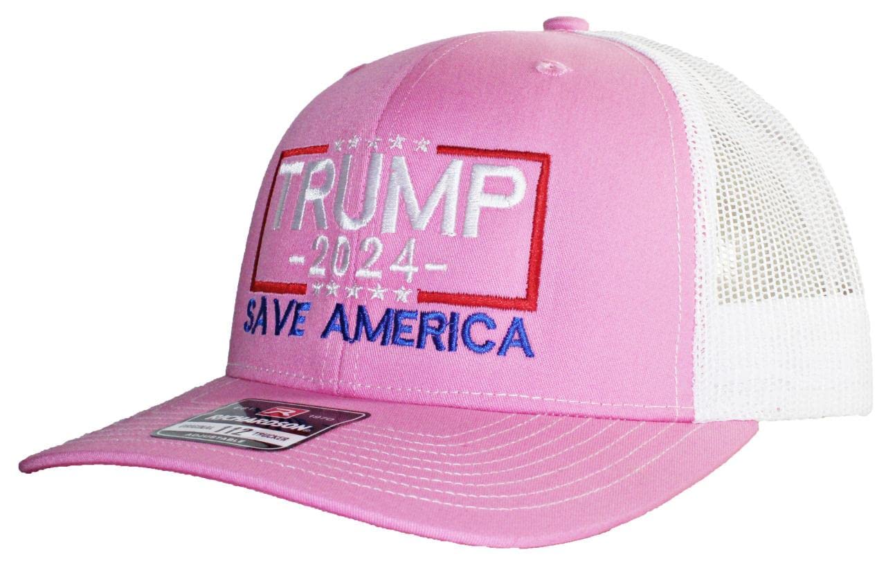 Trump 2024 Save America Embroidered Trucker Cap for Adults - Patriotic Political Hat for Campaign, Rallies & Outdoor Events
