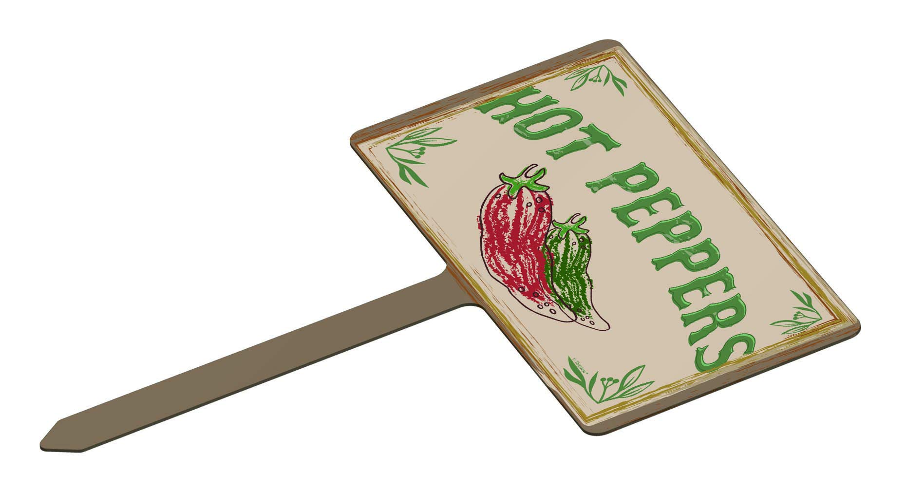 Hot Peppers Garden Sign - 1-Pack Small Rectangle Vegetable Farm Decor for Outdoor & Indoor Use - Perfect for Backyard, Patio, or Kitchen Herb Gardens