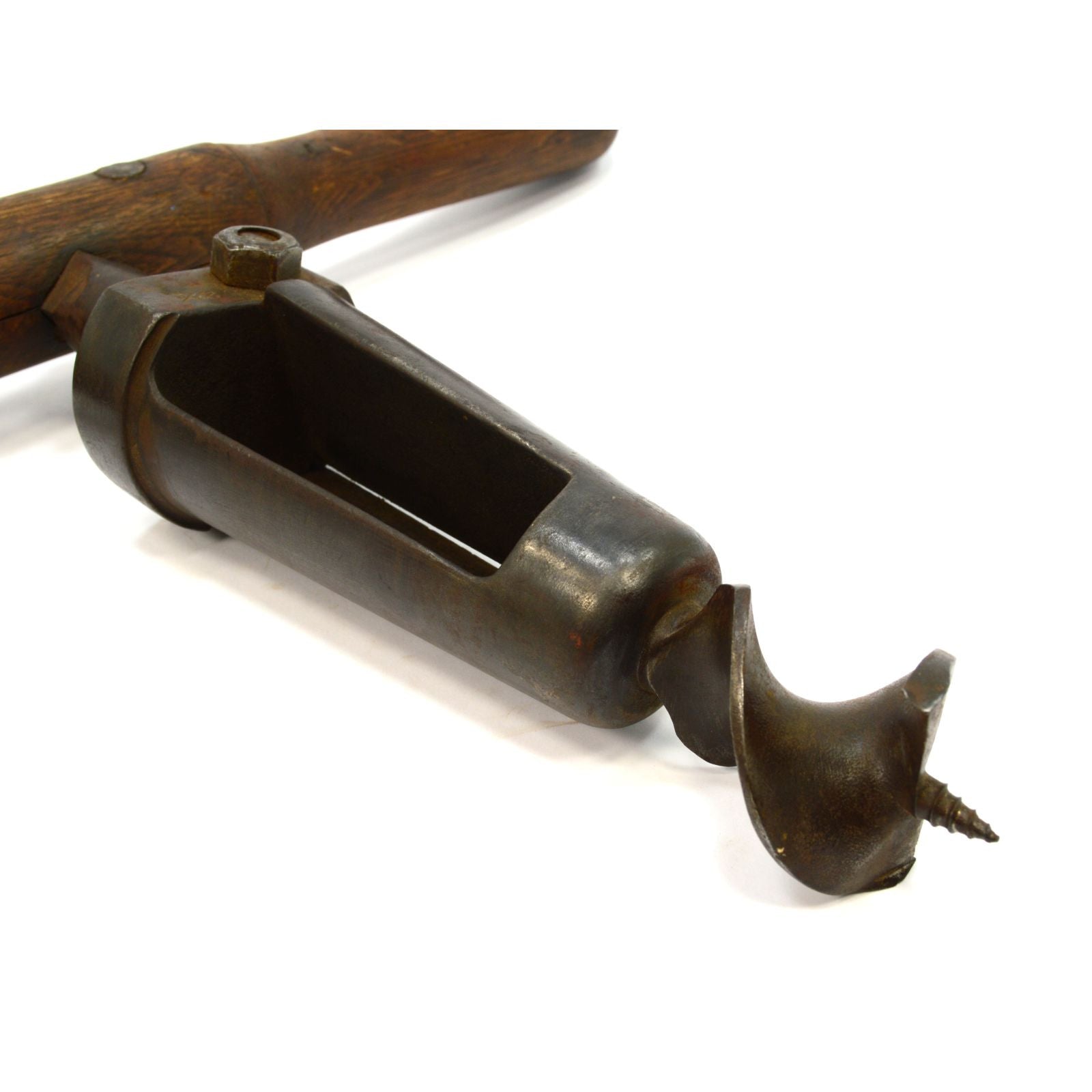Vintage Bung Hole Drill with T-Handle - Antique Wine & Whiskey Barrel Auger Tool - Perfect for Home Brewing, Barrel Repair & Primitive Woodworking Projects