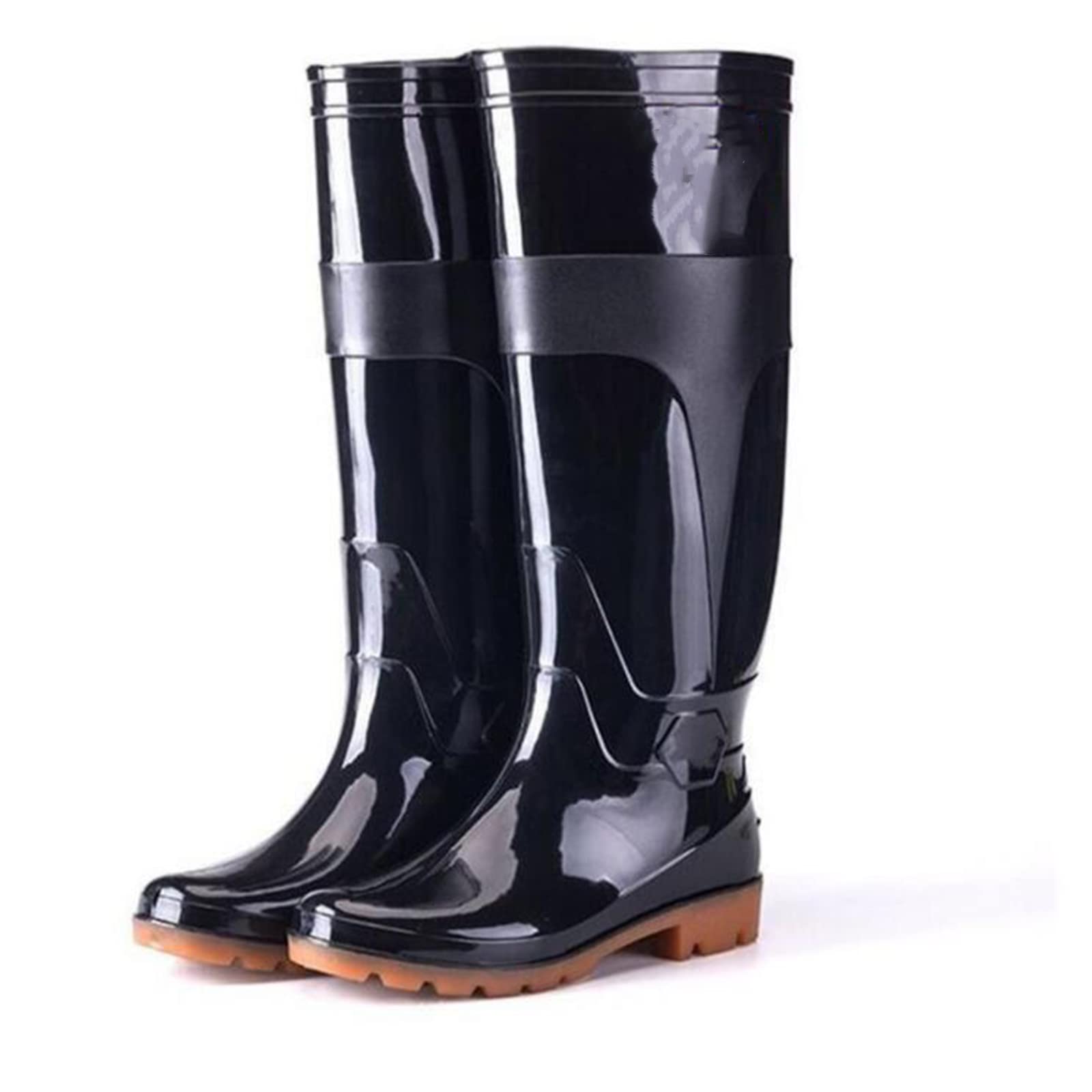 **Men's Waterproof Rain Boots - High Barrel Slip-Resistant Fishing & Mining Shoes for Hiking, Cycling & Everyday Use - Black, Size 42EU - Ideal for Outdoor Adventures & Wet Weather**