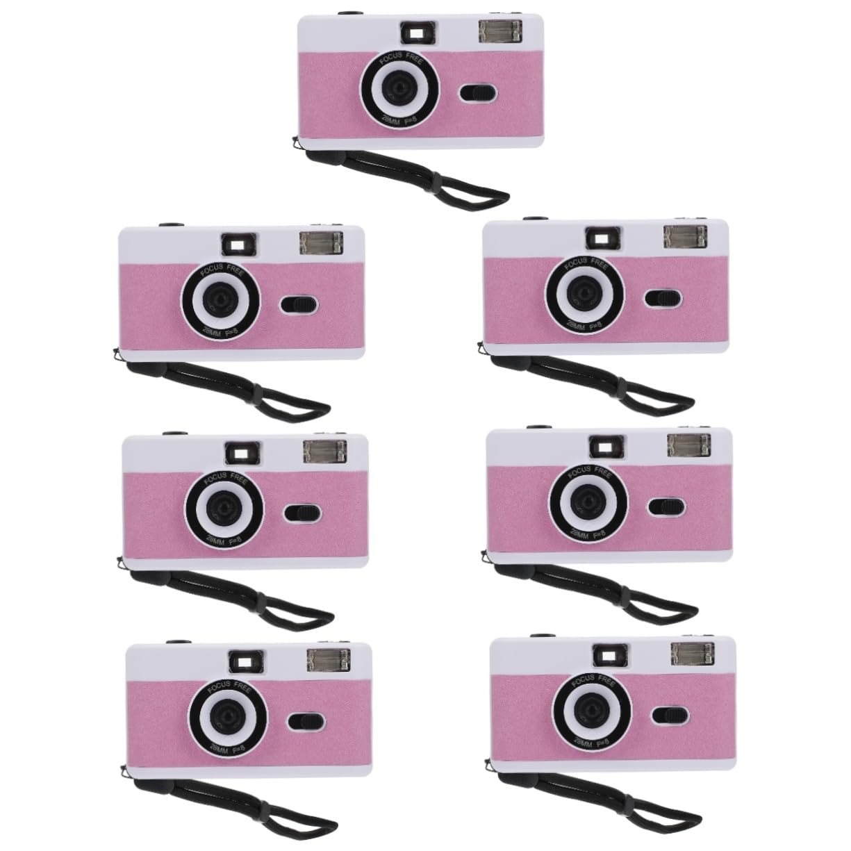 PartyKindom 7-Piece Mini Film Camera Set - ABS Portable Retro Macaron Travel Cameras with Built-in Flash for Vintage Photography | Perfect for Travel, Parties & Nostalgic Moments