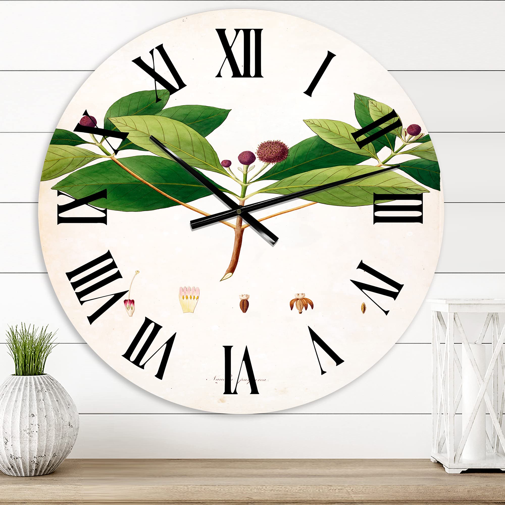 Vintage London Plants X Farmhouse Wall Clock - Large Floral & Botanical Wall Decor for Living Room, Bedroom & Office | Perfect Rustic Home Décor Gift Idea