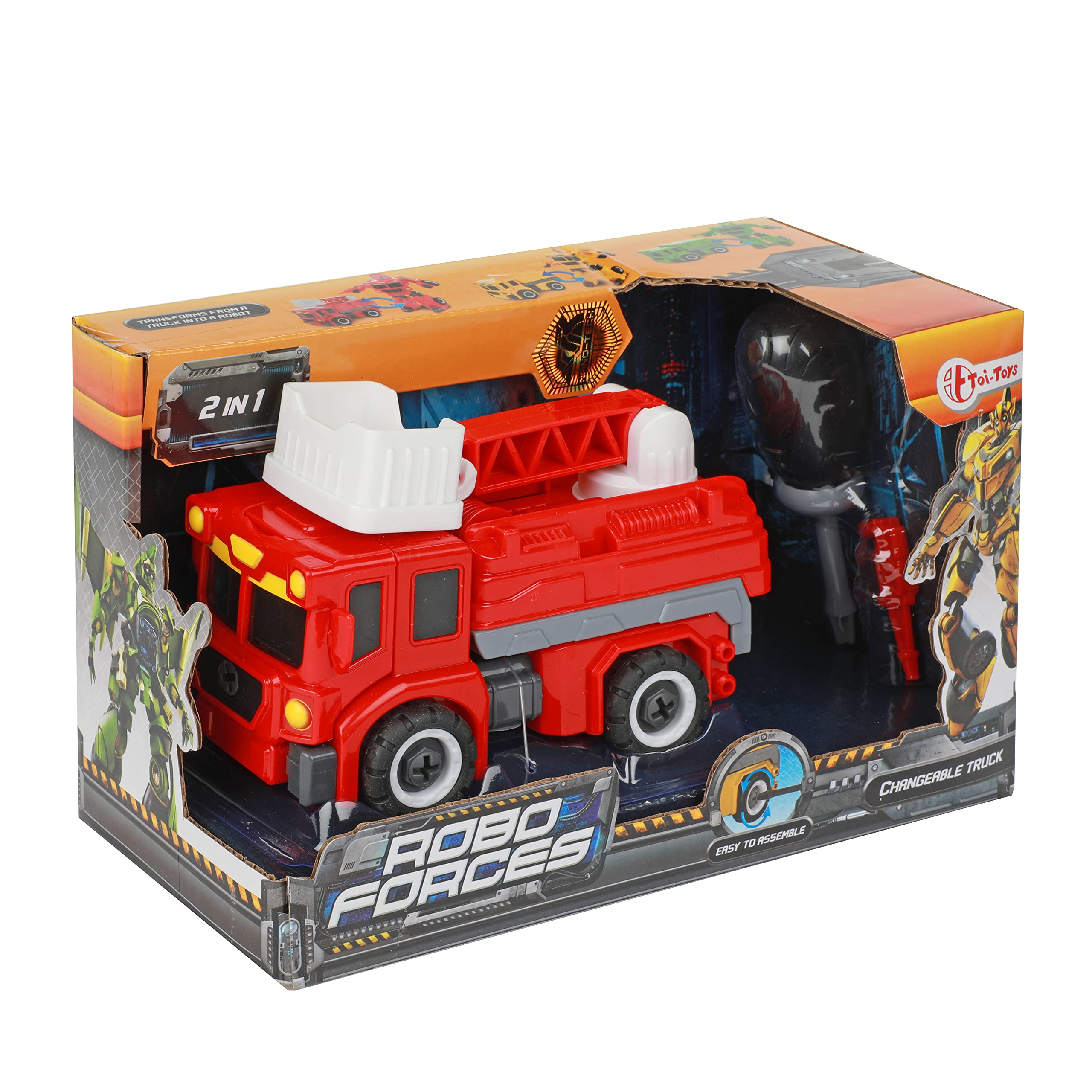 Toi-Toys Roboforces Transforming Robot Fire Truck – Convertible Toy for Kids, STEM Learning & Firefighter Role Play – Perfect for Birthday Gifts & Pretend Play Adventures