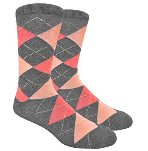 Argyle - Charcoal Gray, Bellini Peach & Coral