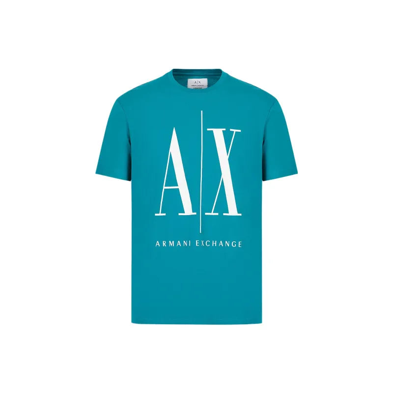 Armani Exchange Turquoise Icon Logo T-Shirt for Men | Casual Fashion Tee | Perfect for Streetwear & Everyday Outfits