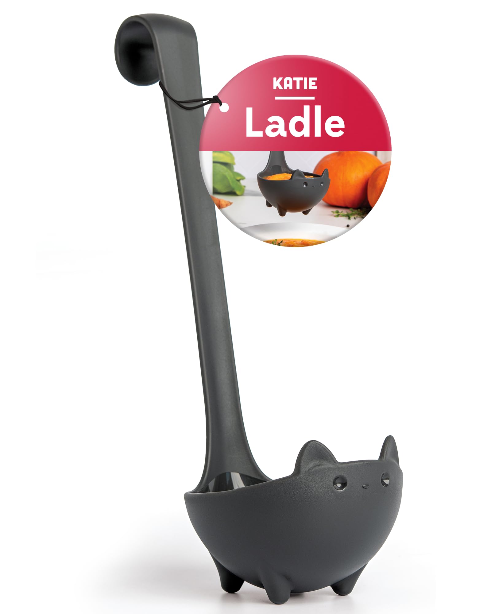 OTOTO Katie Cat Soup Ladle - Halloween Kitchen Gifts, Gothic Cat Lover Present, Spooky Cute Cooking Accessories - Perfect for Halloween Parties, Gothic Home Decor & Cat Enthusiast Collections (Black Cat Design)