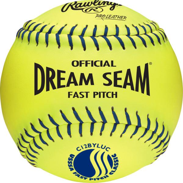 Rawlings Dream Seam Fastpitch Softball - USSSA Approved Leather Game Balls (Dozen Pack: C12BYLUC) for Competitive Play & Practice