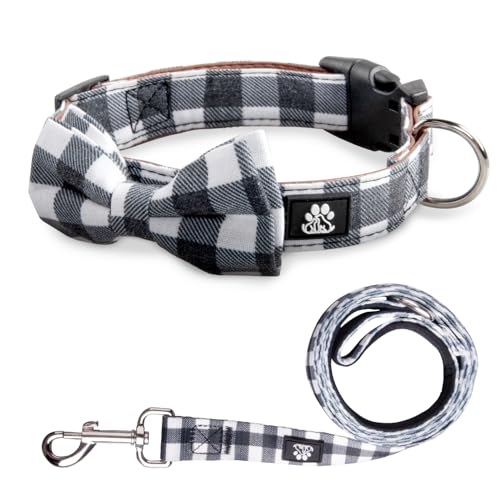 Checkered Black(Collar+Bowtie+Leash)