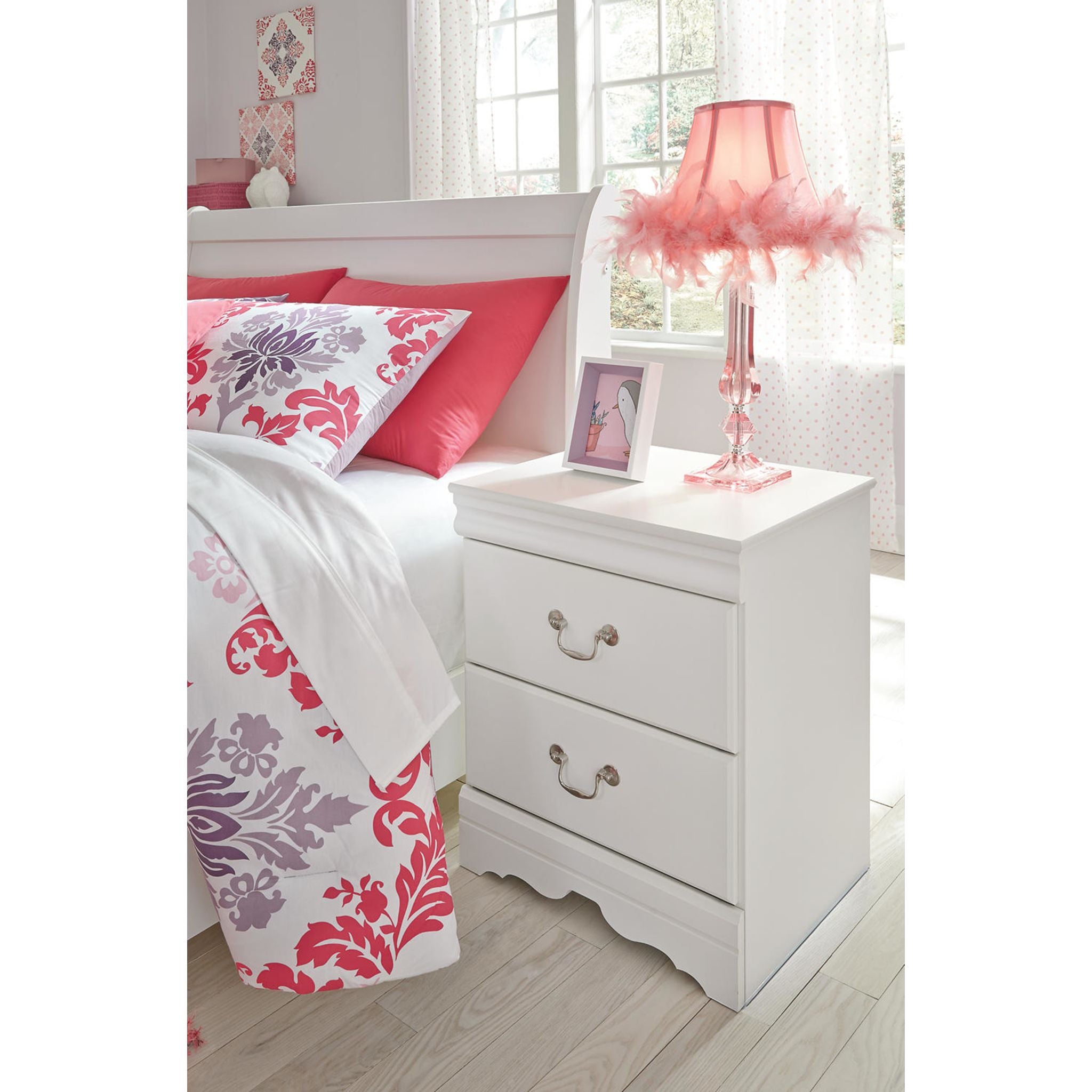 Anarasia White Nightstand - Modern Bedside Table with Storage for Bedroom, Living Room, or Office