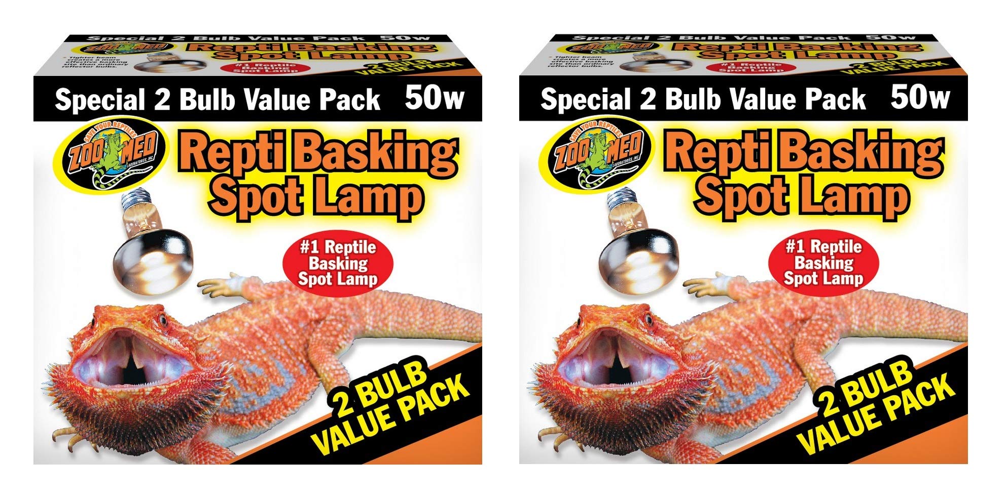 Zoo Med Repti Basking Spot Lamp 50W 4-Pack - Ideal Heat Lamp for Reptile Terrariums & Basking Areas - Perfect for Bearded Dragons, Turtles & Lizards