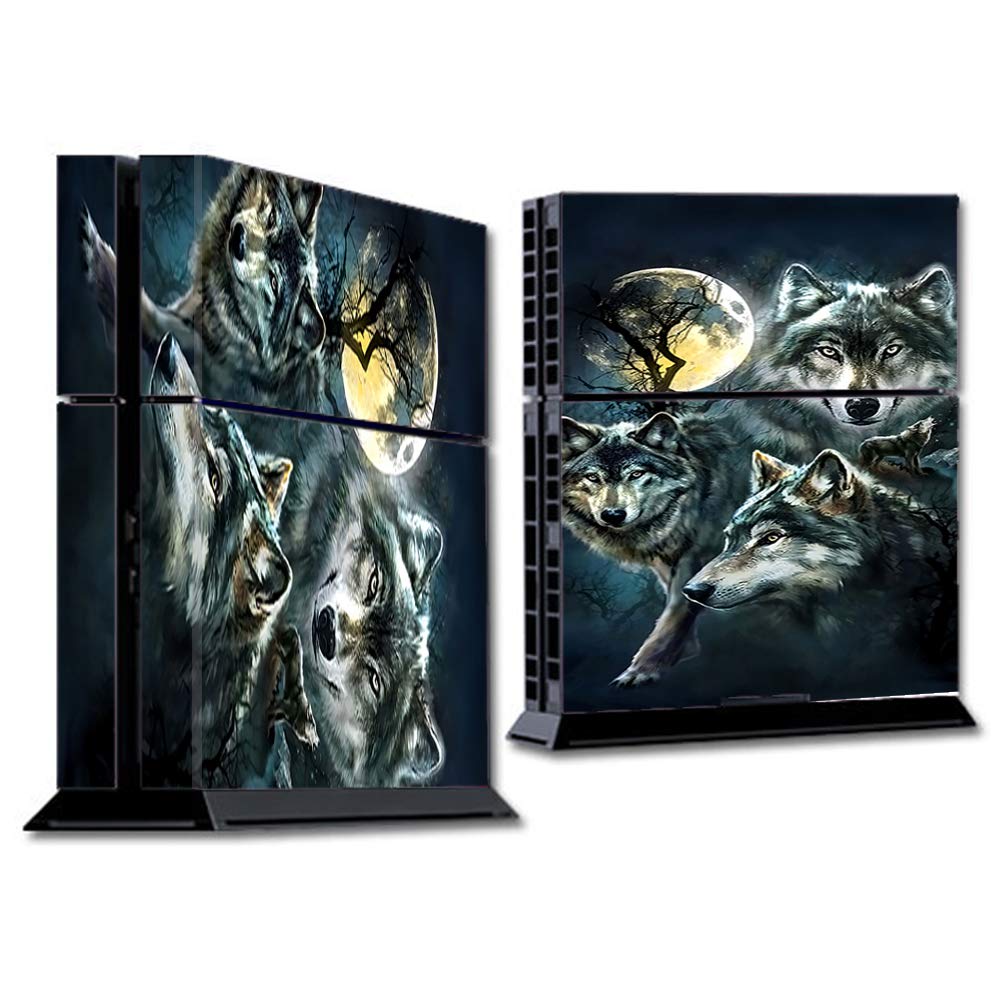 IT'S A SKIN PS4 Console Wrap - Premium Vinyl Decal Stickers for Sony PlayStation 4 - 3 Wolves Moonlight Design - Perfect for Gaming Setups & Home Decor