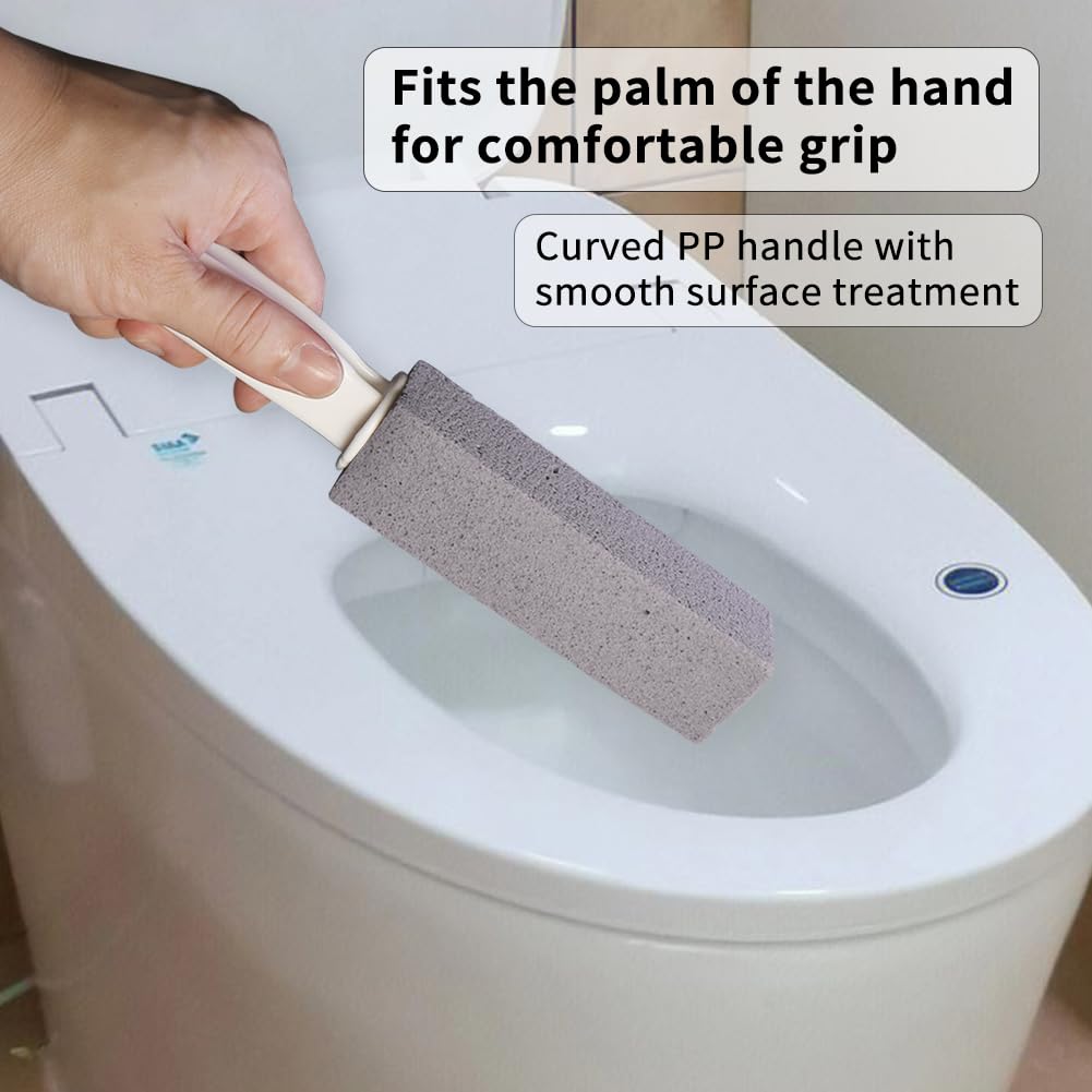 Natural Pumice Stone for Toilet Cleaning - Heavy Duty Scrubber with Ergonomic Handle - Effective Toilet Bowl Cleaner & Stain Remover - Perfect for Bathroom, Kitchen, and Household Deep Cleaning